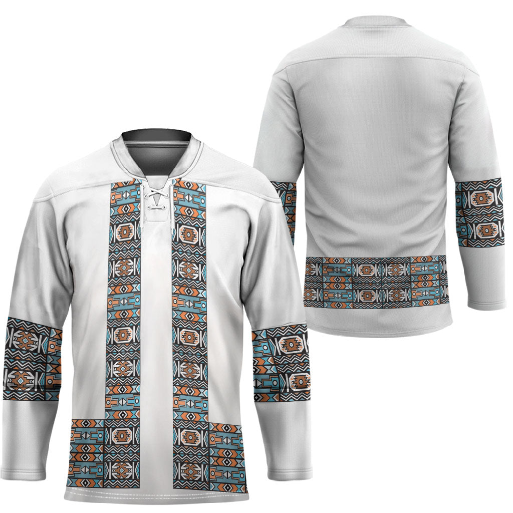 African Ndebele Traditional Attire Hockey Jersey White Ndebele Stripe