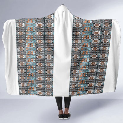 African Ndebele Traditional Attire Hooded Blanket White Ndebele Stripe