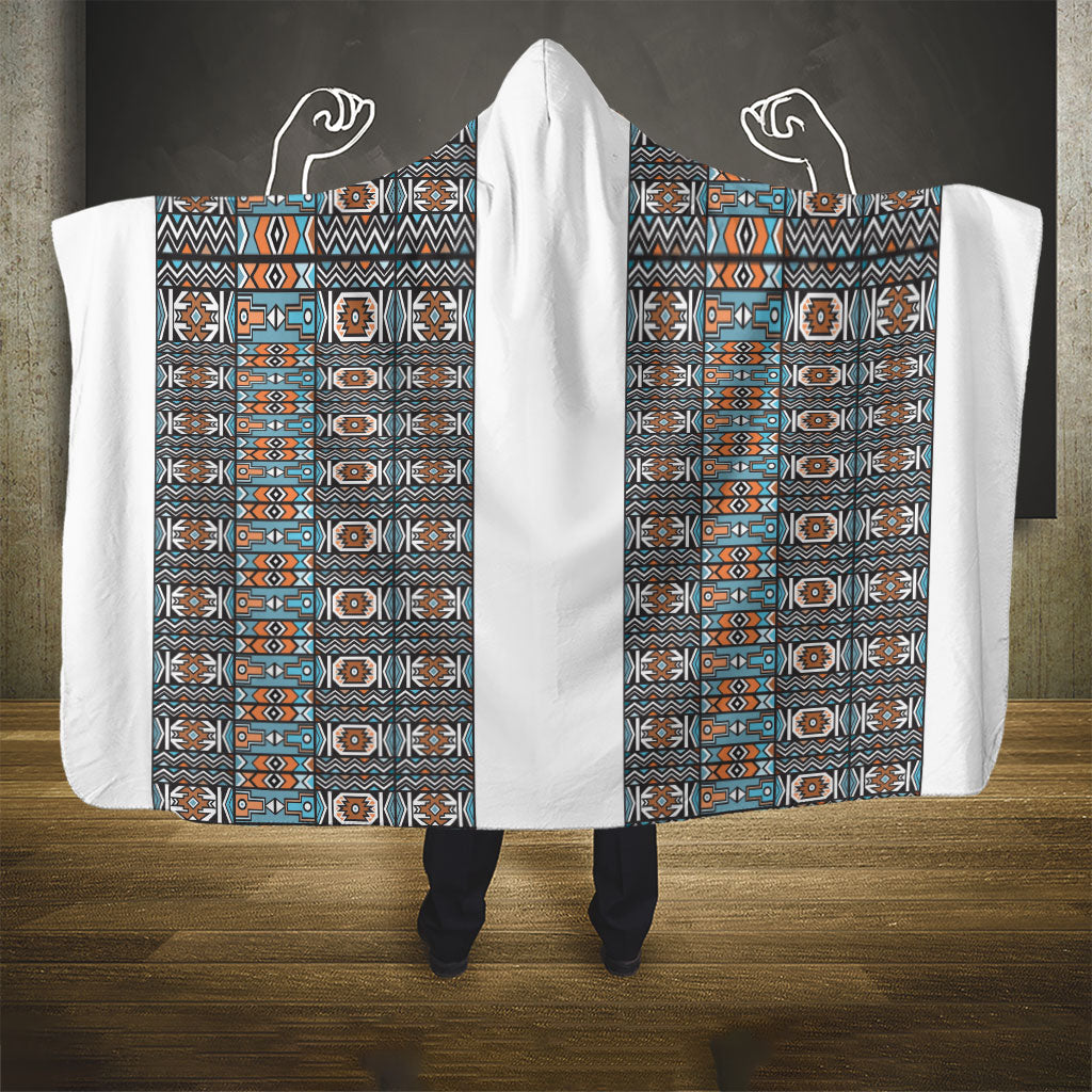 African Ndebele Traditional Attire Hooded Blanket White Ndebele Stripe