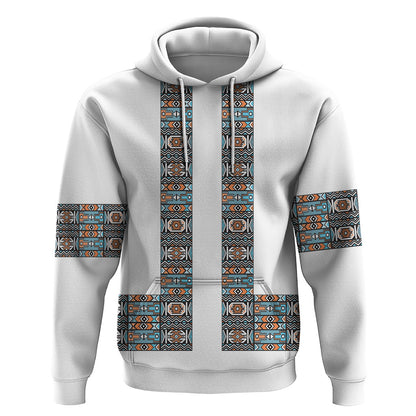 African Ndebele Traditional Attire Hoodie White Ndebele Stripe