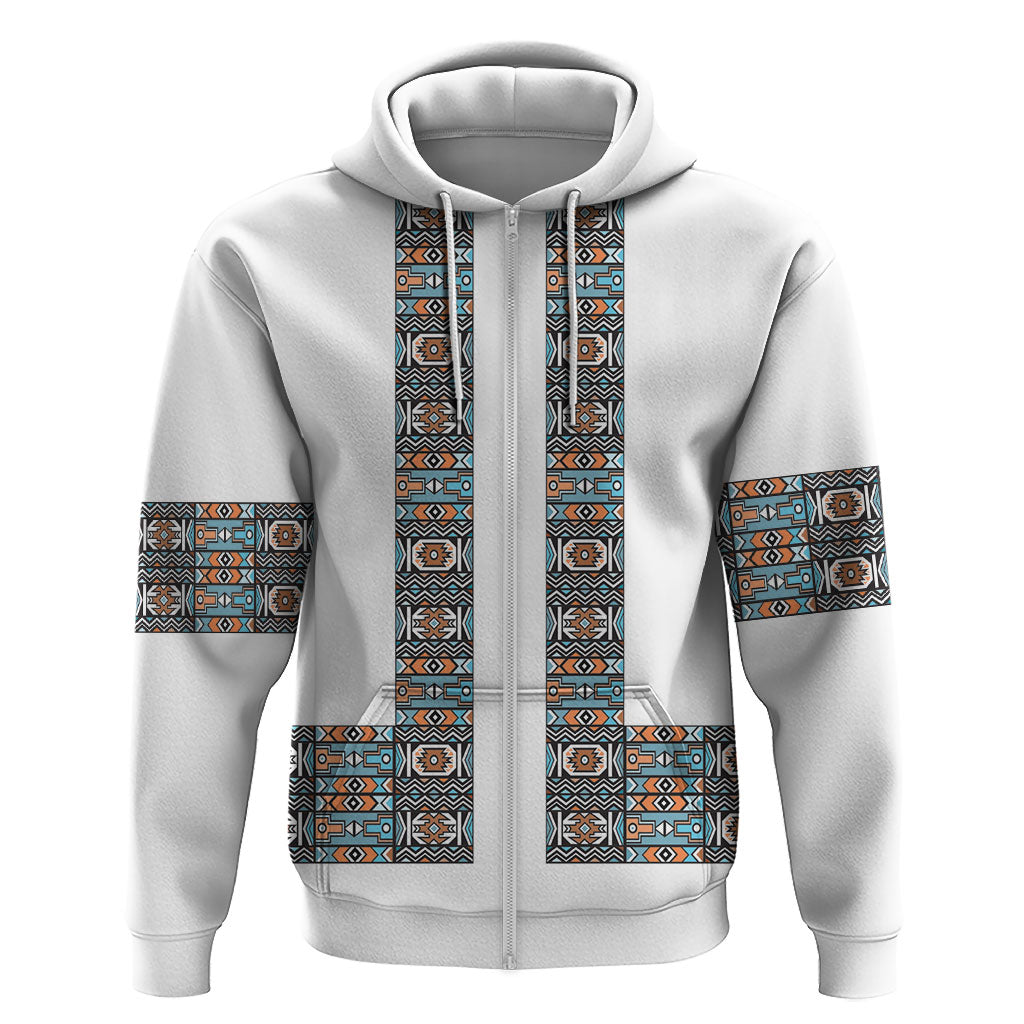 African Ndebele Traditional Attire Hoodie White Ndebele Stripe