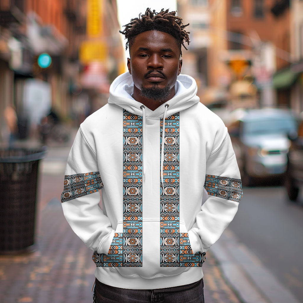 African Ndebele Traditional Attire Hoodie White Ndebele Stripe