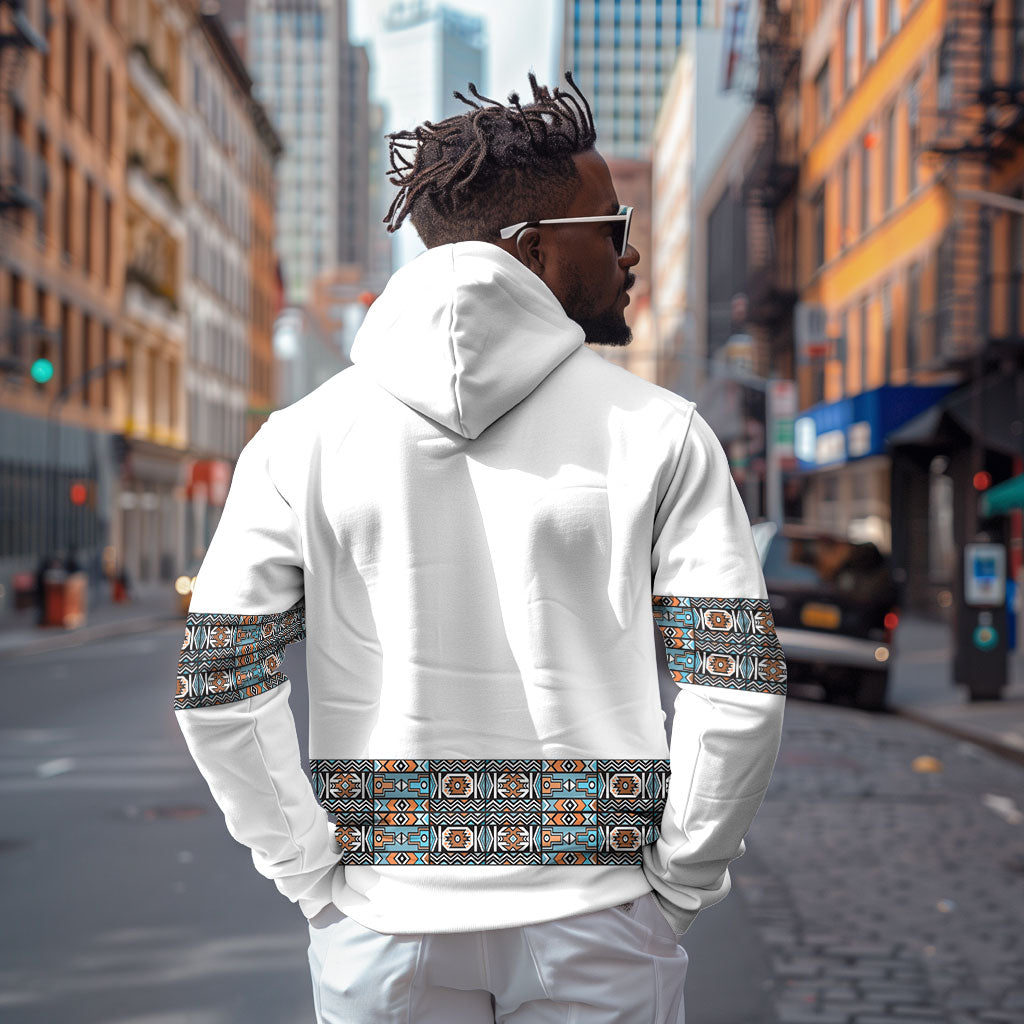 African Ndebele Traditional Attire Hoodie White Ndebele Stripe