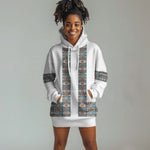 African Ndebele Traditional Attire Hoodie Dress White Ndebele Stripe