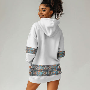 African Ndebele Traditional Attire Hoodie Dress White Ndebele Stripe
