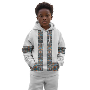 African Ndebele Traditional Attire Kid Hoodie White Ndebele Stripe