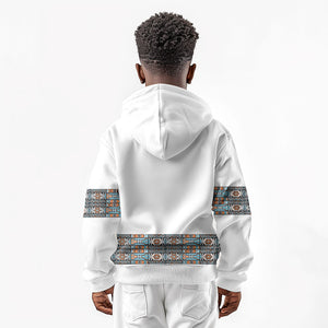 African Ndebele Traditional Attire Kid Hoodie White Ndebele Stripe