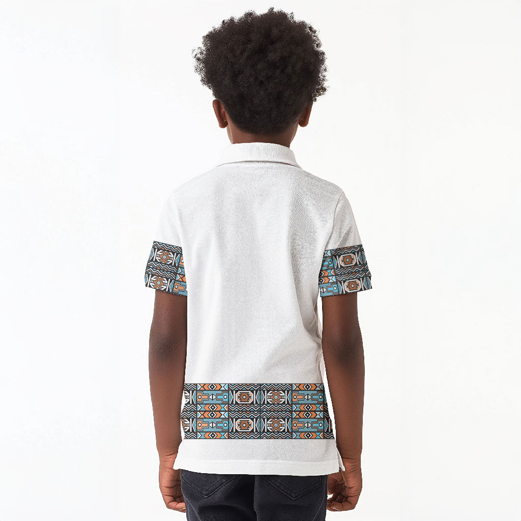 African Ndebele Traditional Attire Kid Polo Shirt White Ndebele Stripe