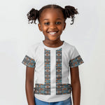 African Ndebele Traditional Attire Kid T shirt White Ndebele Stripe