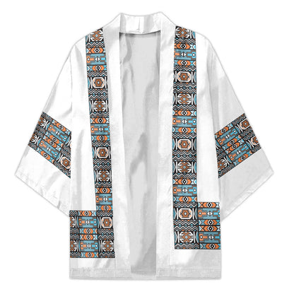 African Ndebele Traditional Attire Kimono White Ndebele Stripe