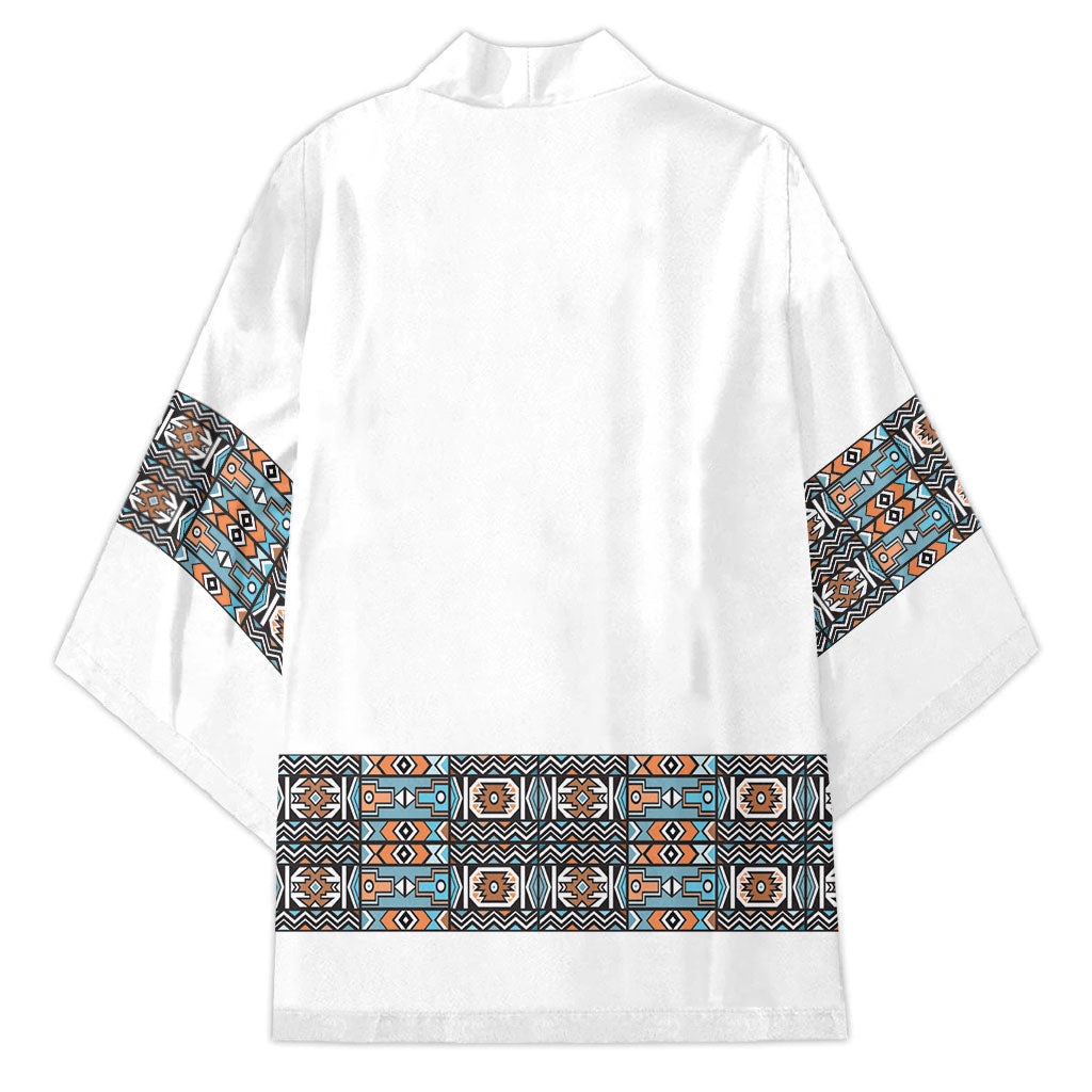 African Ndebele Traditional Attire Kimono White Ndebele Stripe