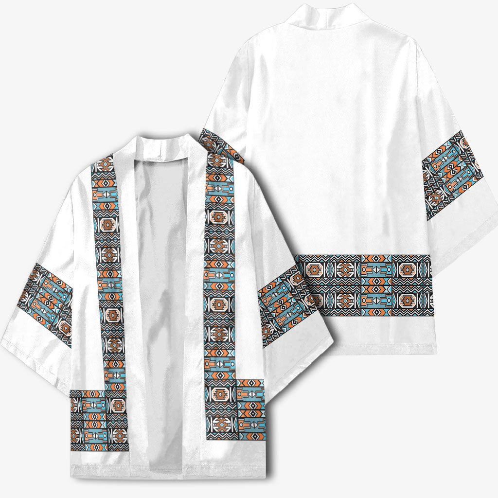 African Ndebele Traditional Attire Kimono White Ndebele Stripe