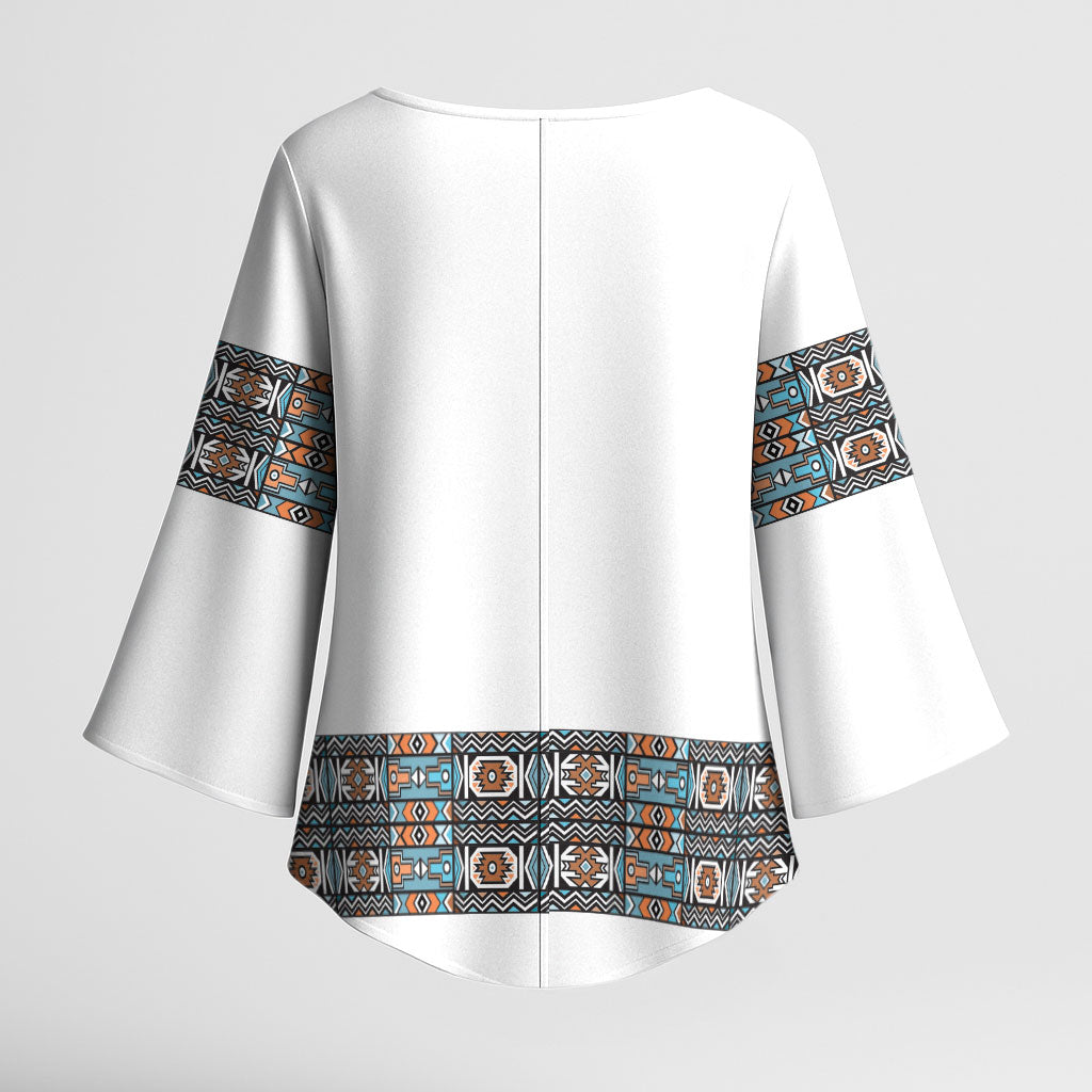 African Ndebele Traditional Attire Kimono Sleeve Blouse White Ndebele Stripe