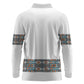 African Ndebele Traditional Attire Long Sleeve Polo Shirt White Ndebele Stripe