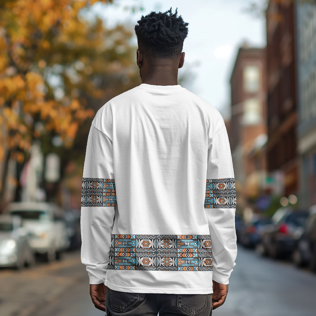 African Ndebele Traditional Attire Long Sleeve Shirt White Ndebele Stripe