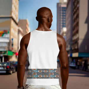 African Ndebele Traditional Attire Men Tank Top White Ndebele Stripe