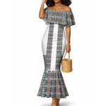 African Ndebele Traditional Attire Mermaid Dress White Ndebele Stripe