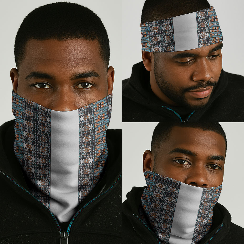 African Ndebele Traditional Attire Neck Gaiter White Ndebele Stripe