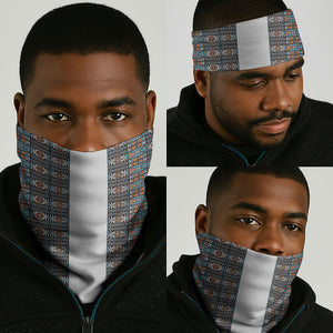 African Ndebele Traditional Attire Neck Gaiter White Ndebele Stripe