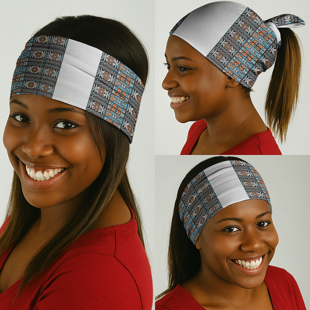 African Ndebele Traditional Attire Neck Gaiter White Ndebele Stripe