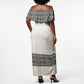 African Ndebele Traditional Attire Off Shoulder Maxi Dress White Ndebele Stripe