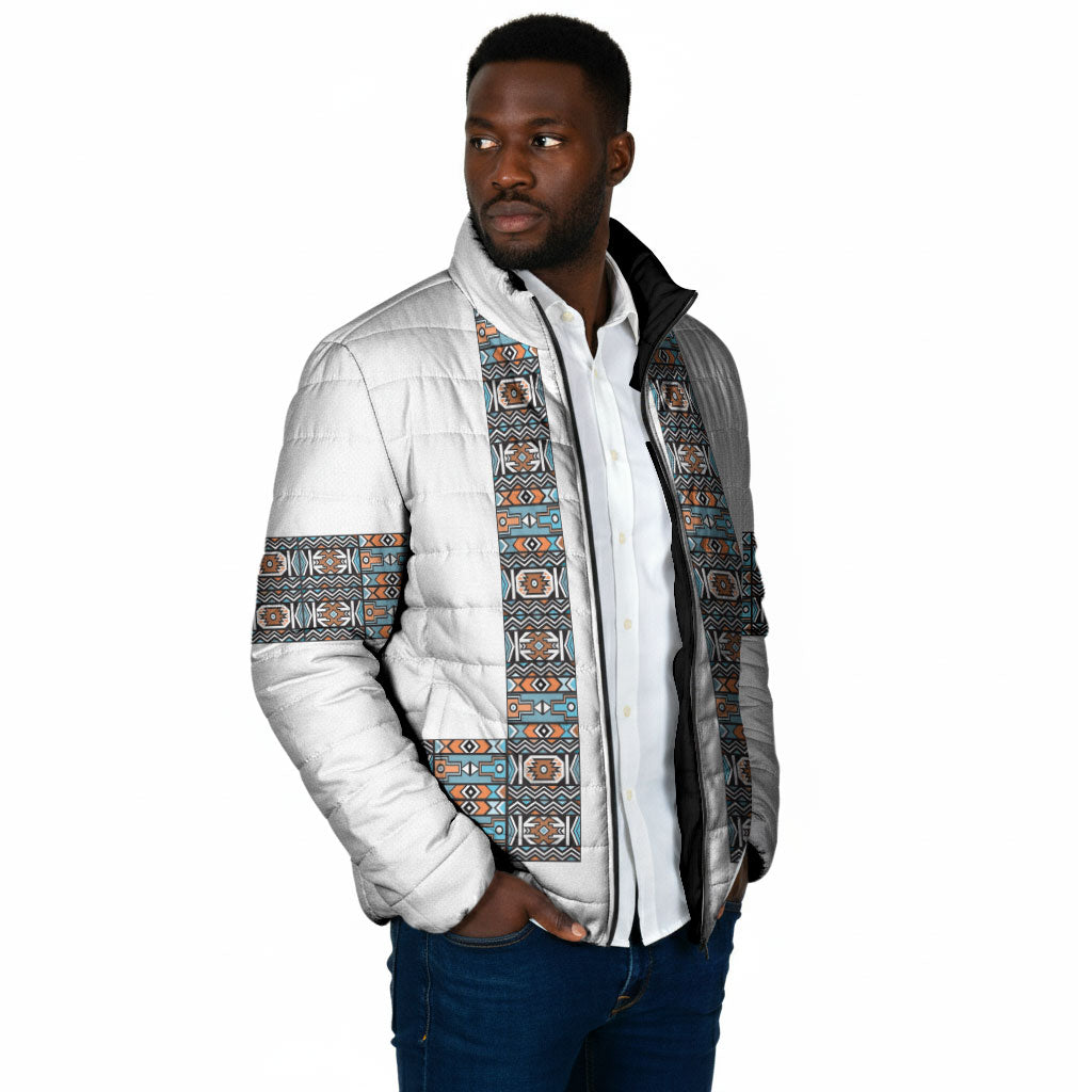 African Ndebele Traditional Attire Padded Jacket White Ndebele Stripe
