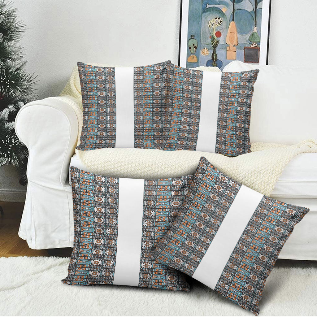African Ndebele Traditional Attire Pillow Cover White Ndebele Stripe