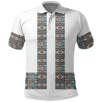 African Ndebele Traditional Attire Polo Shirt White Ndebele Stripe