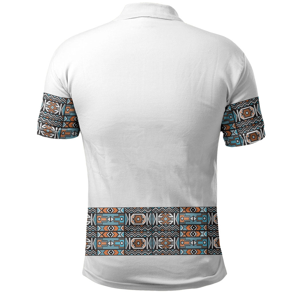 African Ndebele Traditional Attire Polo Shirt White Ndebele Stripe