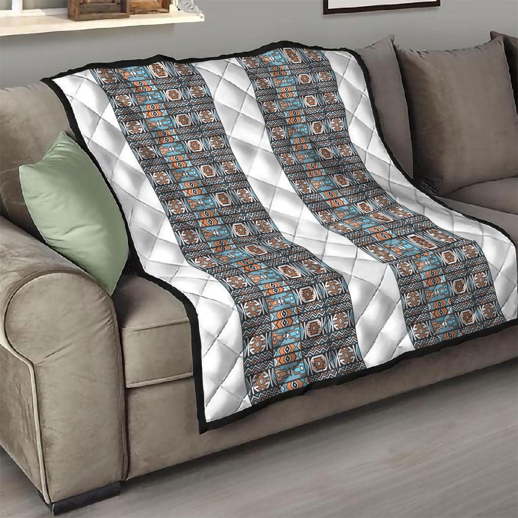 African Ndebele Traditional Attire Quilt White Ndebele Stripe