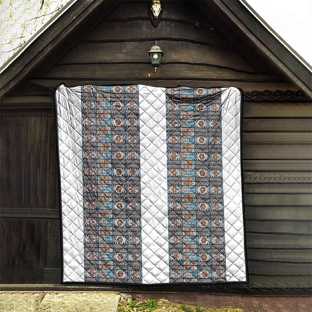 African Ndebele Traditional Attire Quilt White Ndebele Stripe