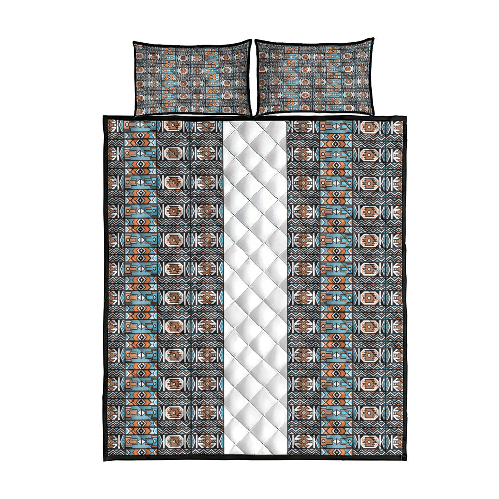 African Ndebele Traditional Attire Quilt Bed Set White Ndebele Stripe