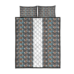 African Ndebele Traditional Attire Quilt Bed Set White Ndebele Stripe