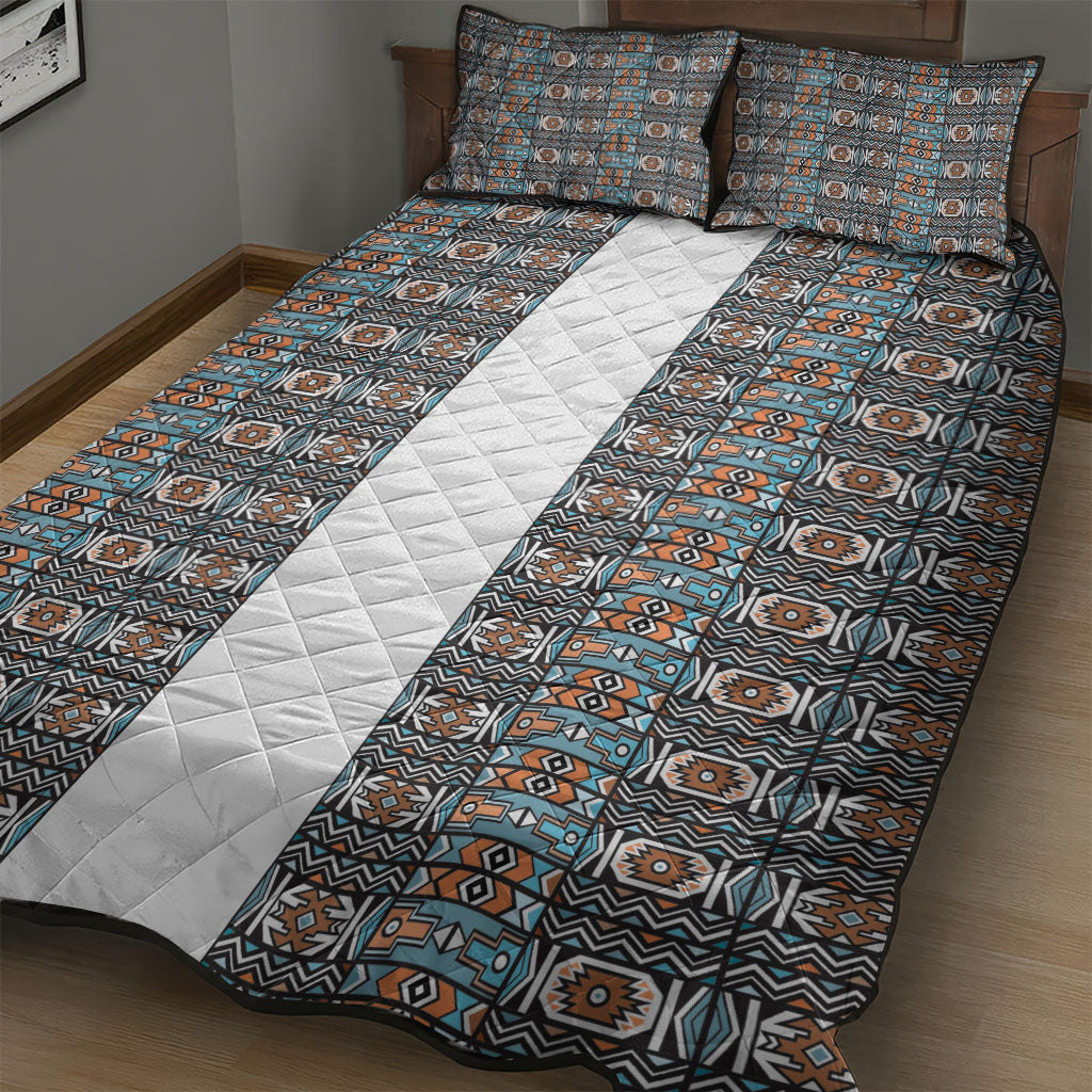 African Ndebele Traditional Attire Quilt Bed Set White Ndebele Stripe