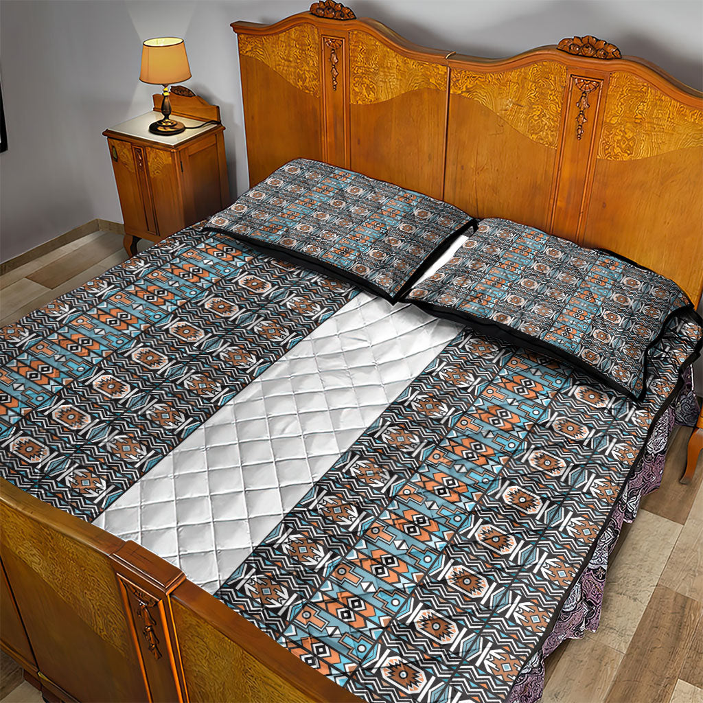 African Ndebele Traditional Attire Quilt Bed Set White Ndebele Stripe