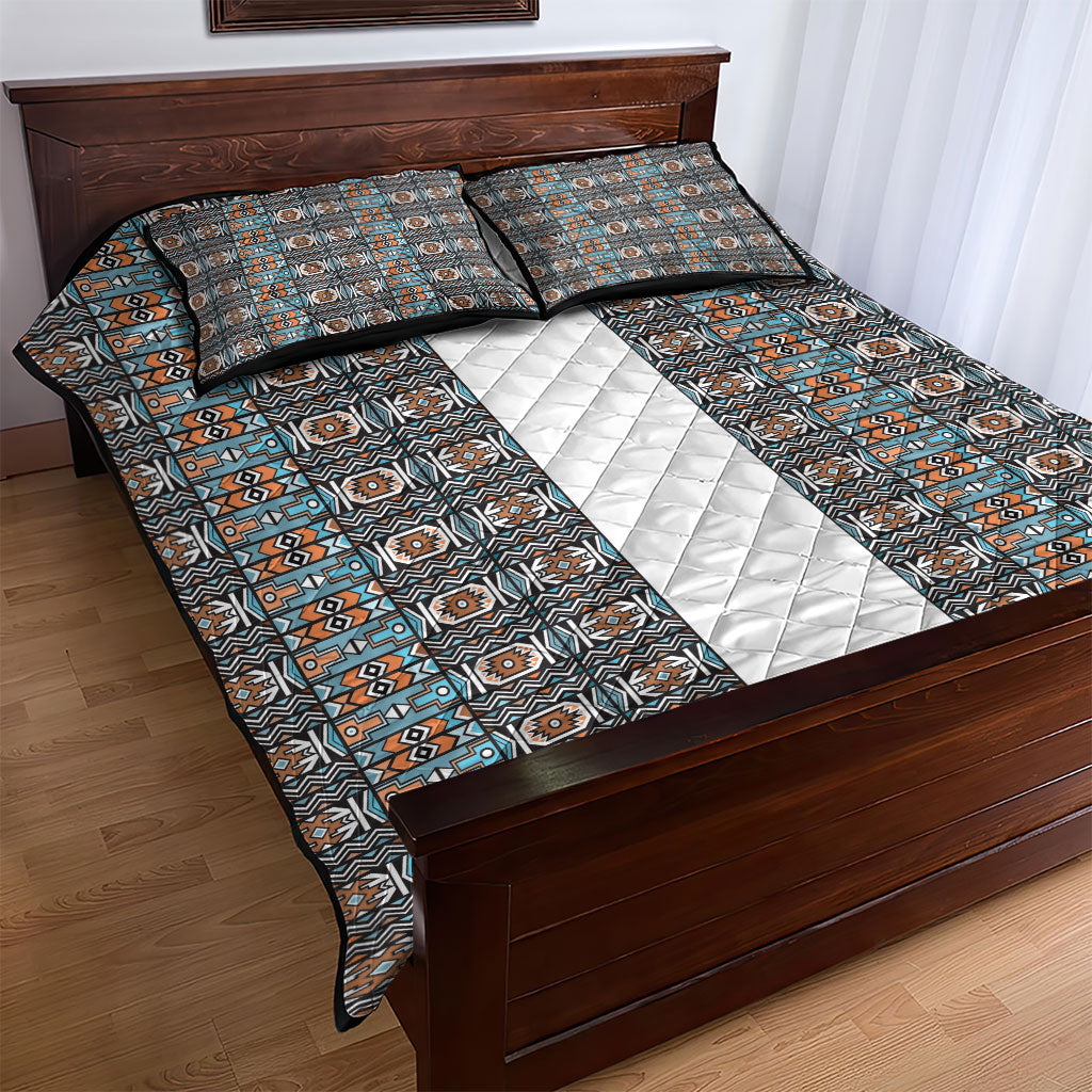 African Ndebele Traditional Attire Quilt Bed Set White Ndebele Stripe