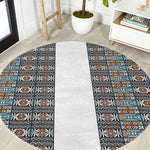African Ndebele Traditional Attire Round Carpet White Ndebele Stripe