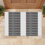 African Ndebele Traditional Attire Rubber Doormat White Ndebele Stripe