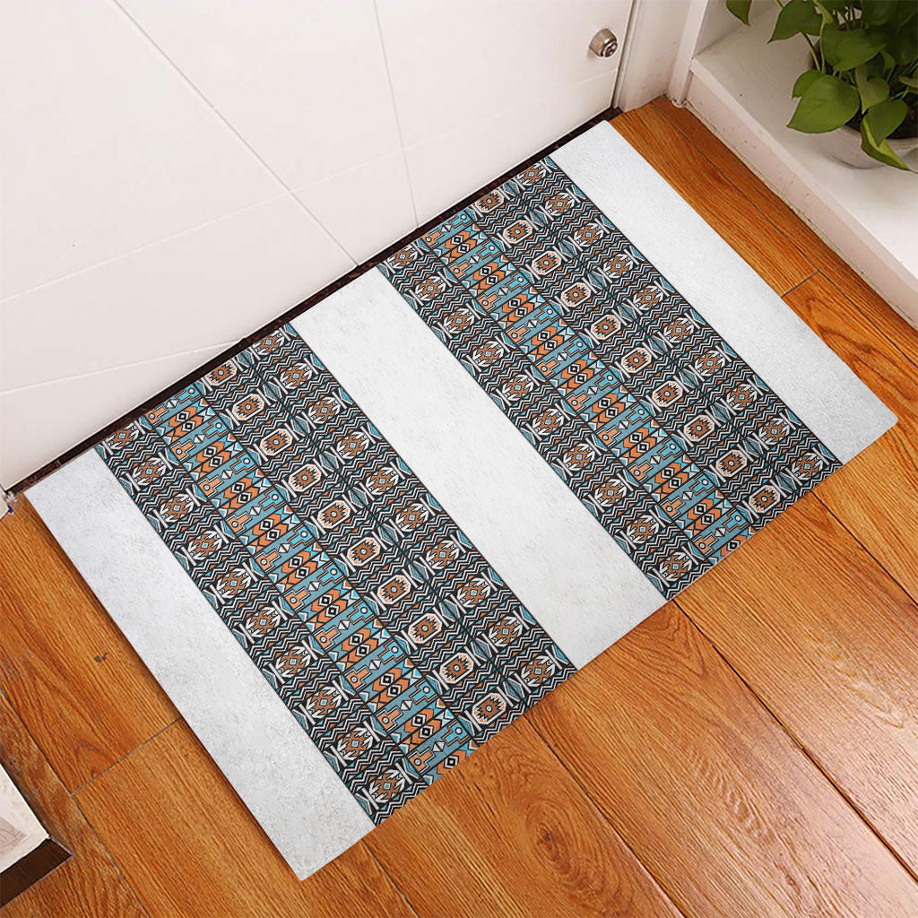 African Ndebele Traditional Attire Rubber Doormat White Ndebele Stripe