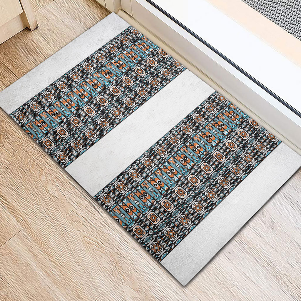 African Ndebele Traditional Attire Rubber Doormat White Ndebele Stripe