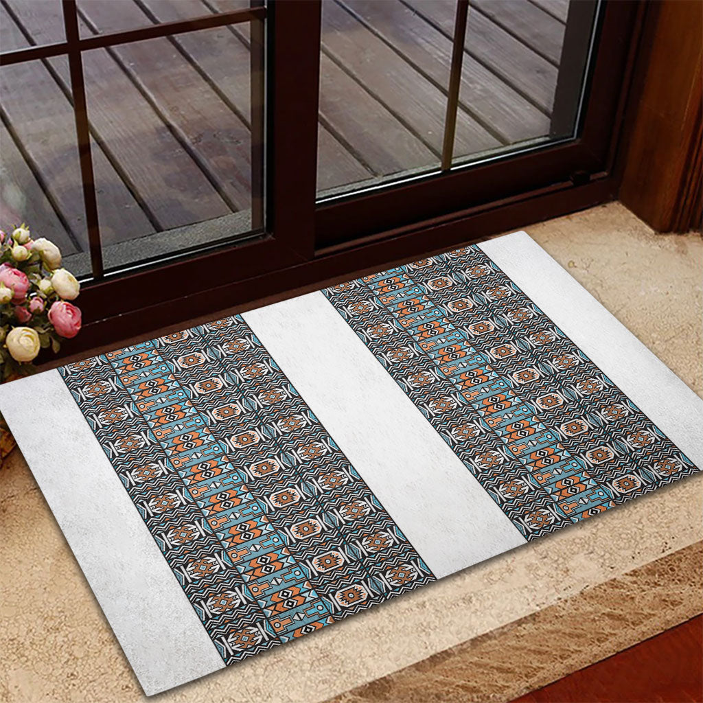 African Ndebele Traditional Attire Rubber Doormat White Ndebele Stripe