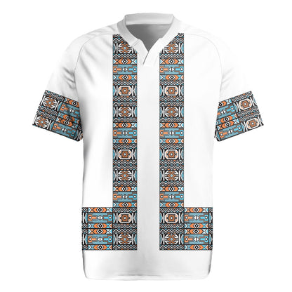 African Ndebele Traditional Attire Rugby Jersey White Ndebele Stripe