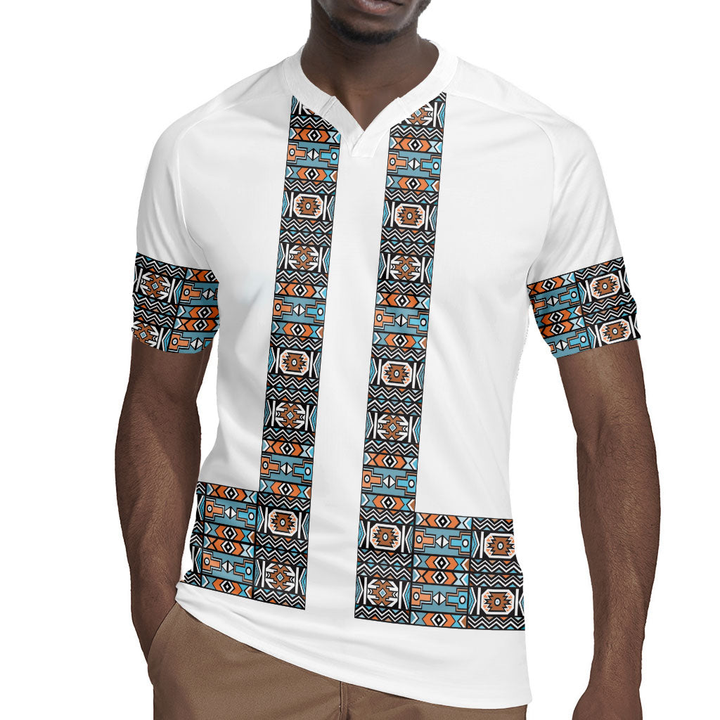 African Ndebele Traditional Attire Rugby Jersey White Ndebele Stripe