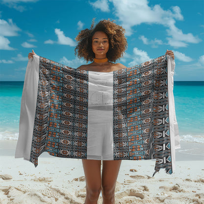 African Ndebele Traditional Attire Sarong White Ndebele Stripe