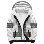 African Ndebele Traditional Attire Sherpa Hoodie White Ndebele Stripe