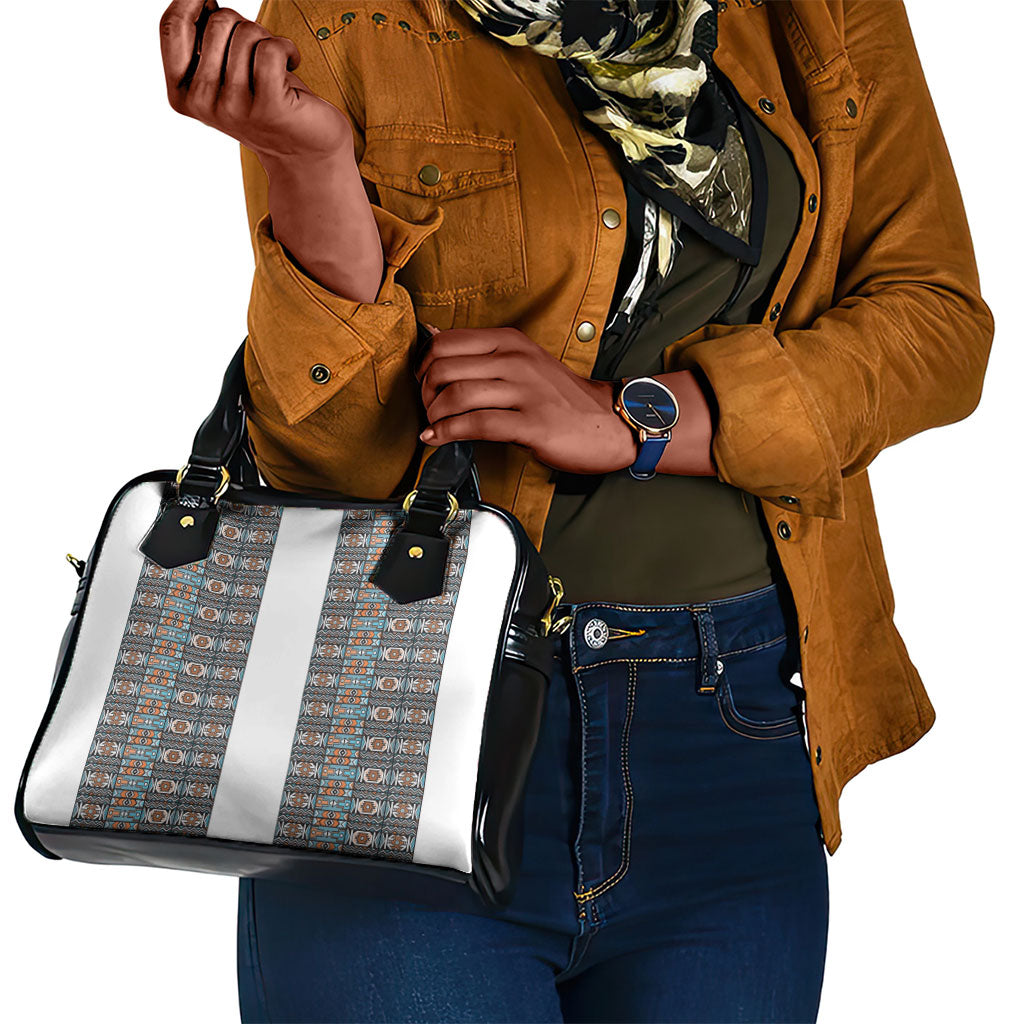 African Ndebele Traditional Attire Shoulder Handbag White Ndebele Stripe