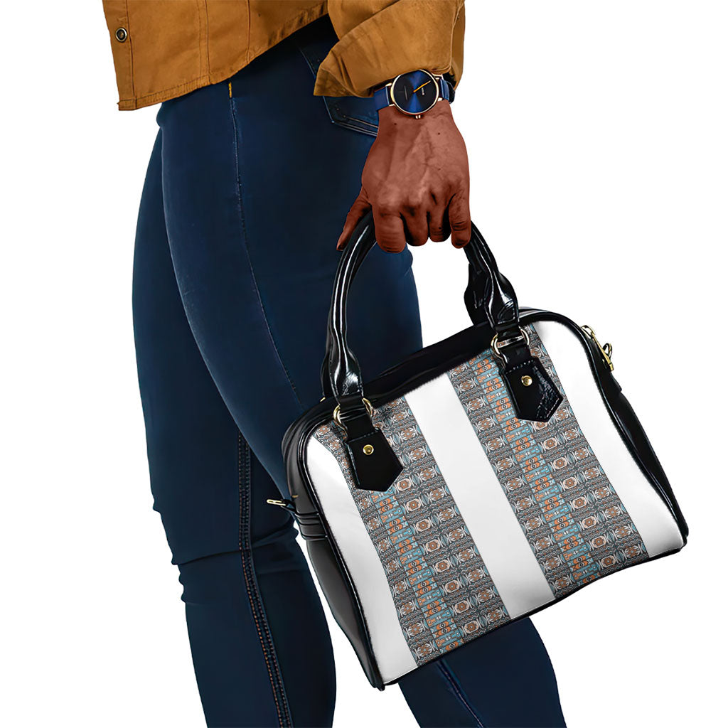 African Ndebele Traditional Attire Shoulder Handbag White Ndebele Stripe