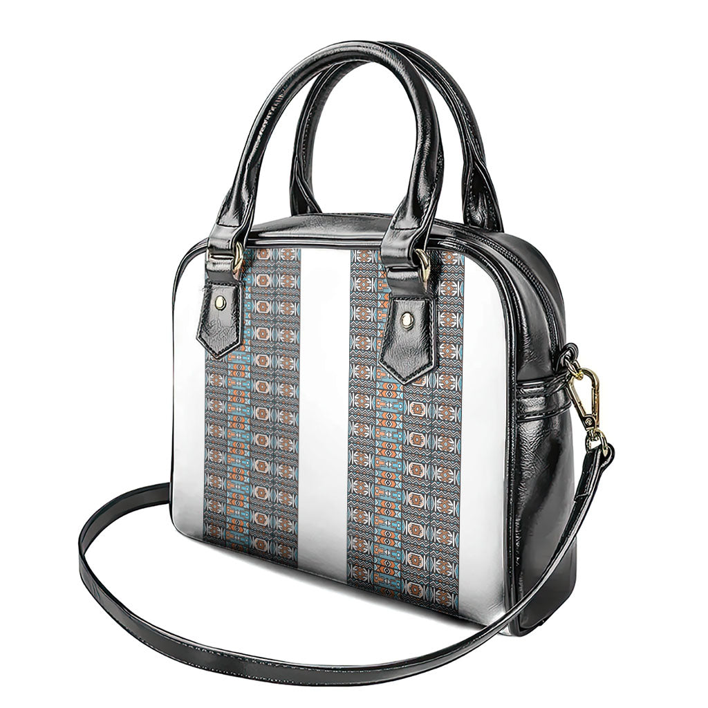 African Ndebele Traditional Attire Shoulder Handbag White Ndebele Stripe