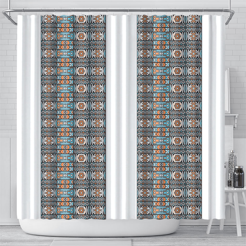African Ndebele Traditional Attire Shower Curtain White Ndebele Stripe
