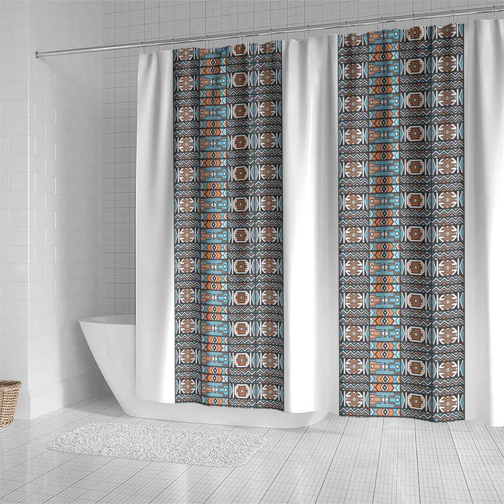 African Ndebele Traditional Attire Shower Curtain White Ndebele Stripe